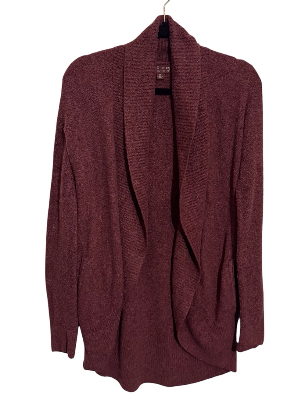 Barefoot Dreams X-Small Maroon Circle Cardigan Sweater Cozy Chic Lite Lounge